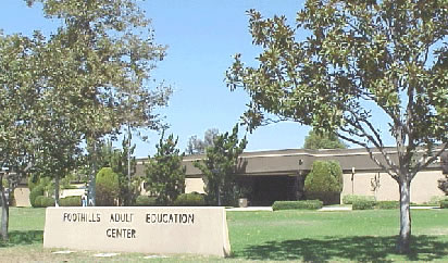 Sign outside that says Foothills Adult Education Center